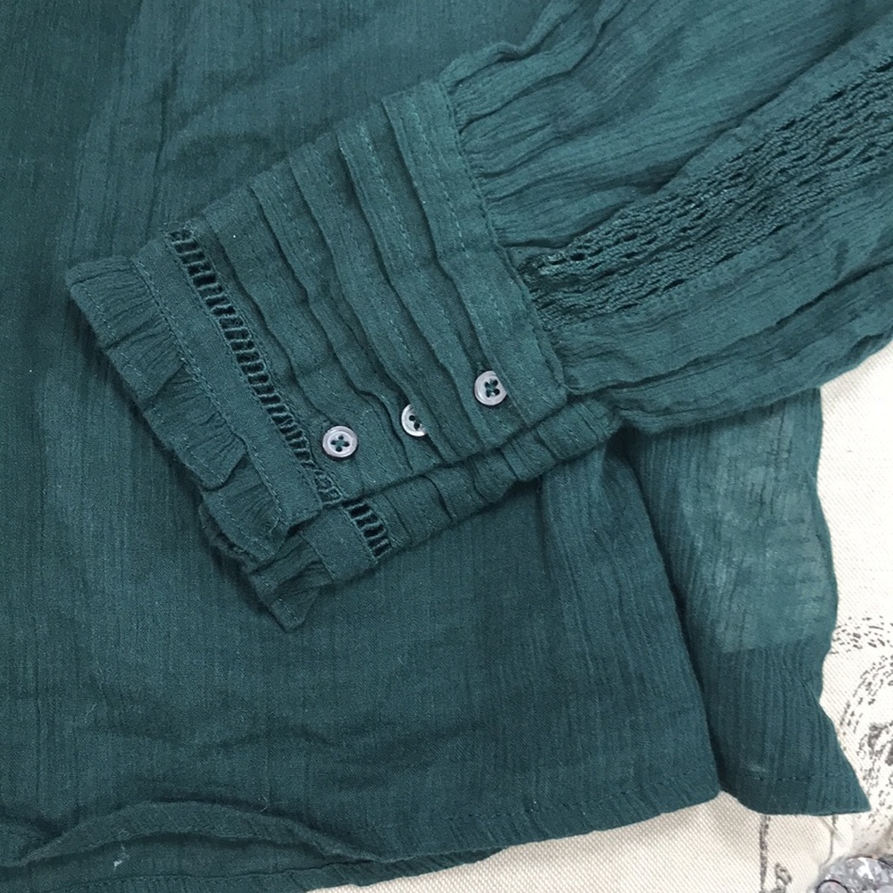 🎁 Free People Emma Eyelet Yoke Blouse - Picture 5 of 6